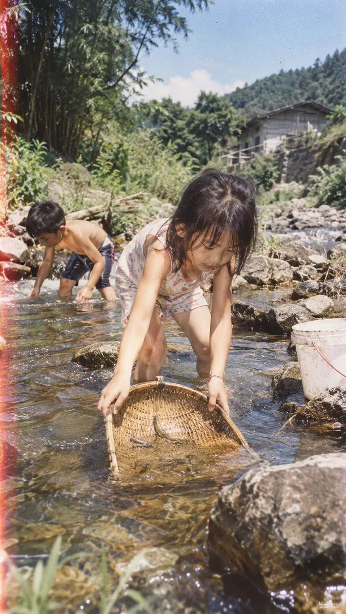 90s Chinese Childhood Photo, AI generated image