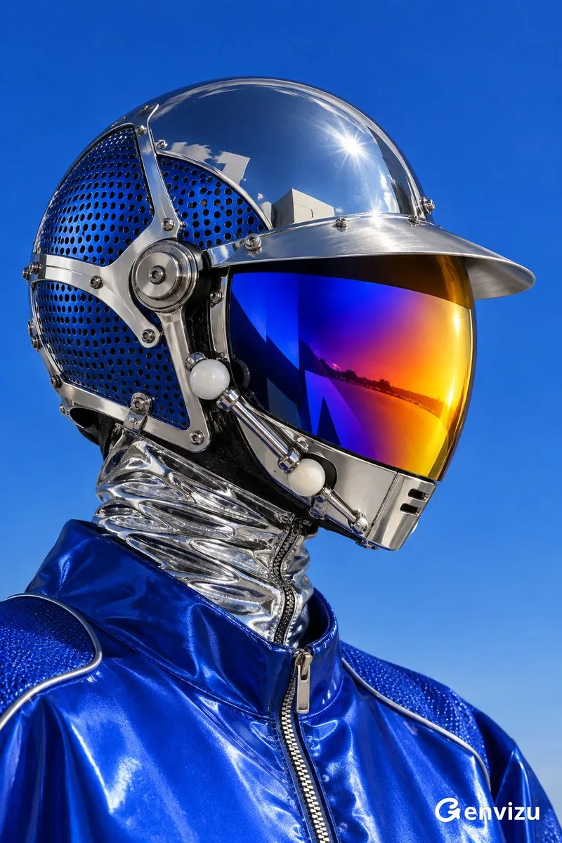 Acid Futurism Fashion Helmet, AI generated image