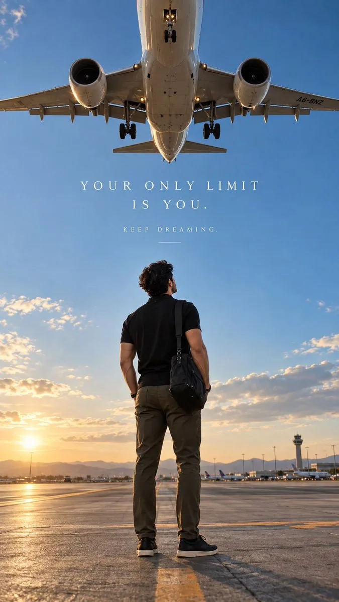 Airport Runway Motivational, AI generated image