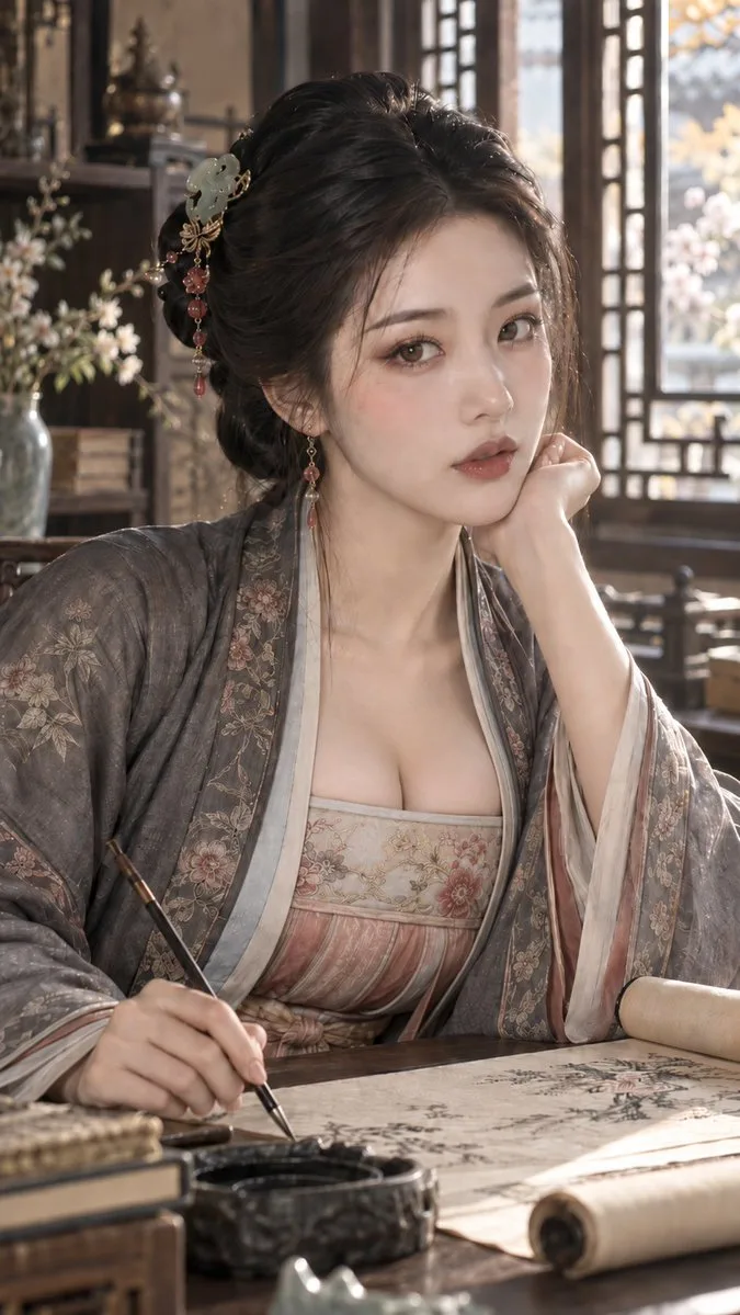 Ancient Chinese Noble Portrait, AI generated image