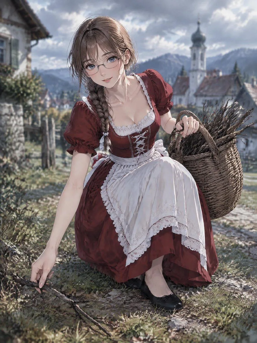 Anime Girl Oversized Firewood Basket, AI generated image