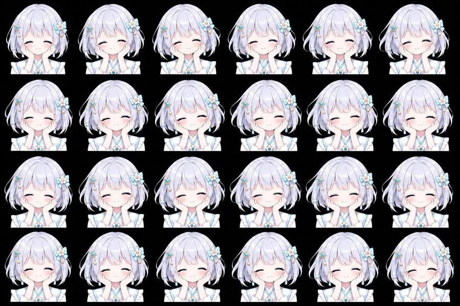 Anime Girl Sprite Sheet Animation, AI generated image