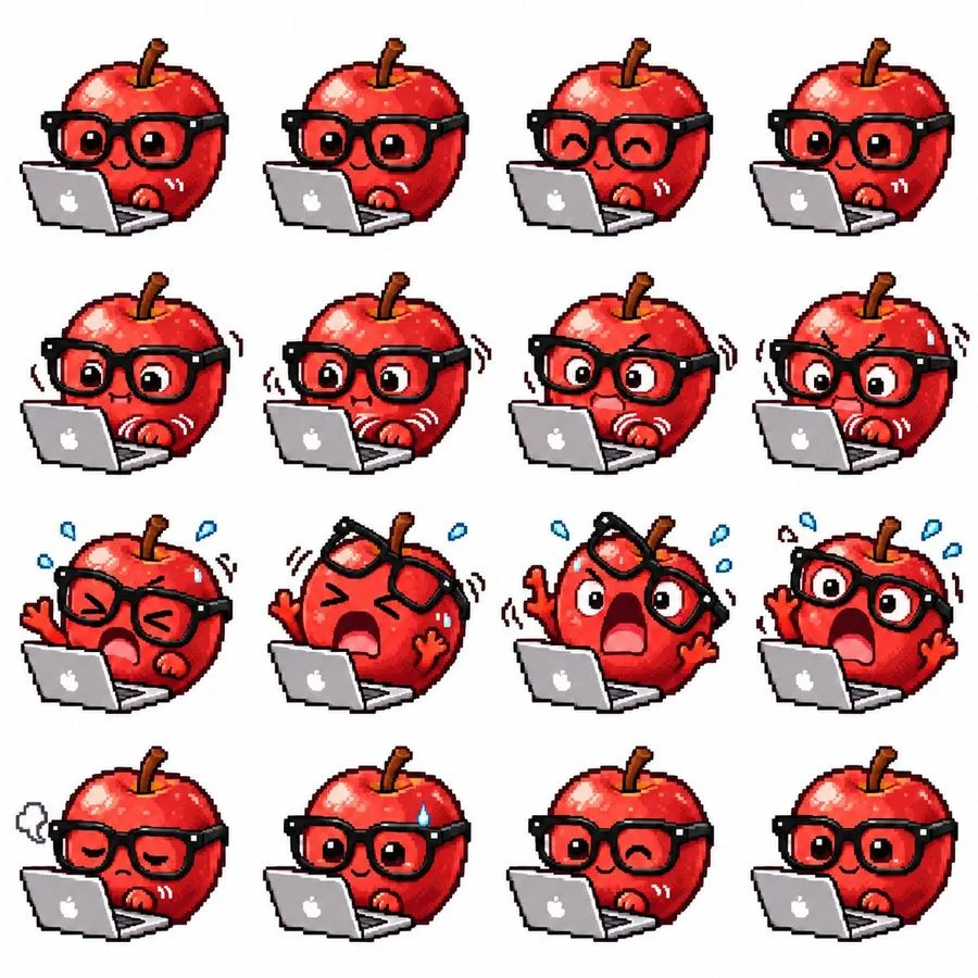 Apple Pixel Sprite Sheet, AI generated image
