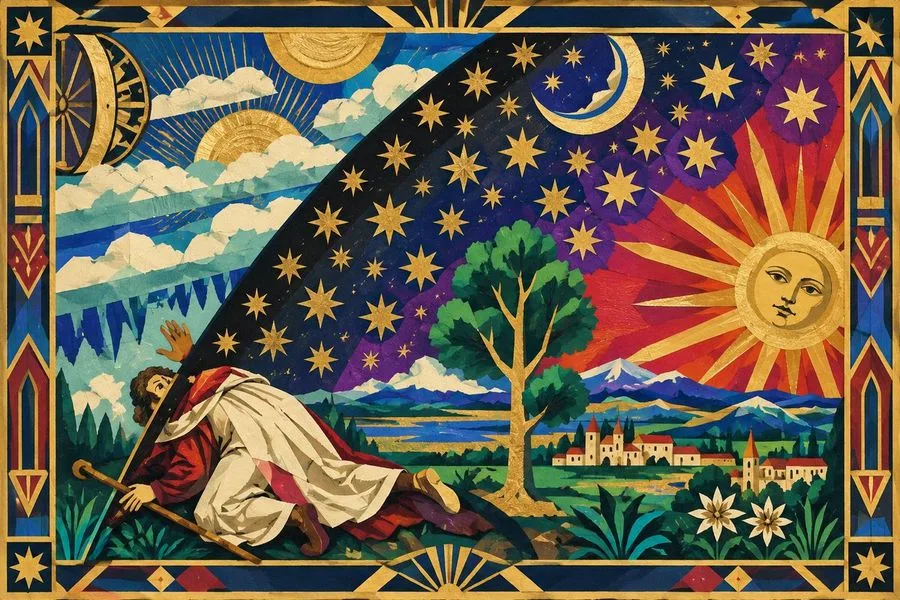 Art Deco Flammarion Engraving, AI generated image