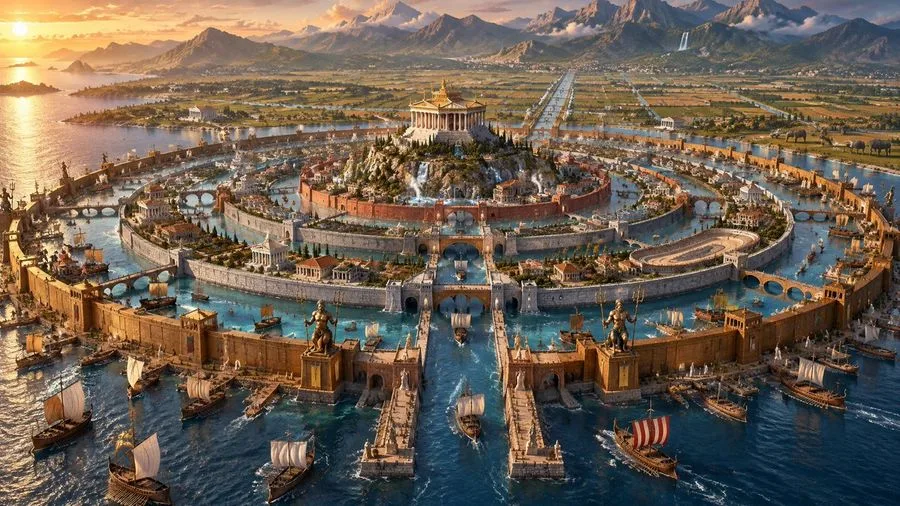 Atlantis Lost City Aerial View, AI generated image