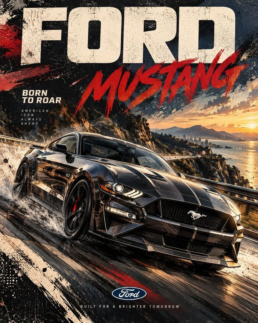 Automotive Editorial Poster, AI generated image