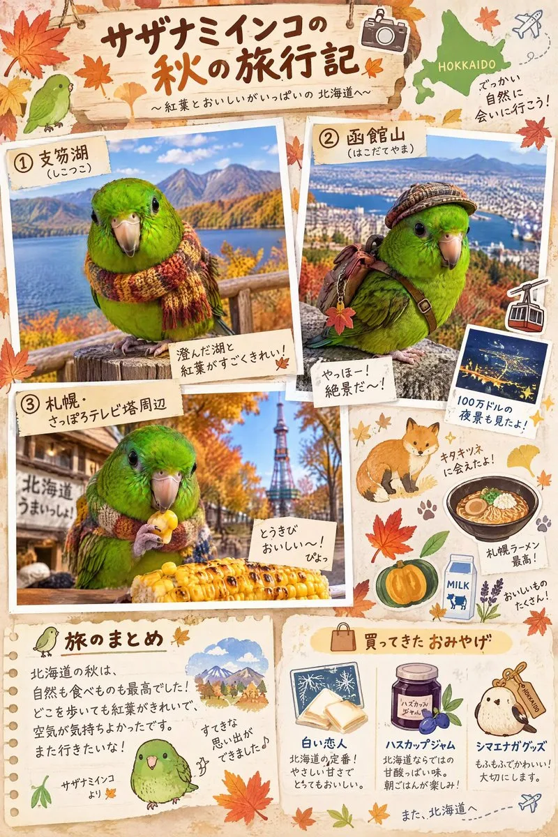 Autumn Travel Log Collage, AI generated image