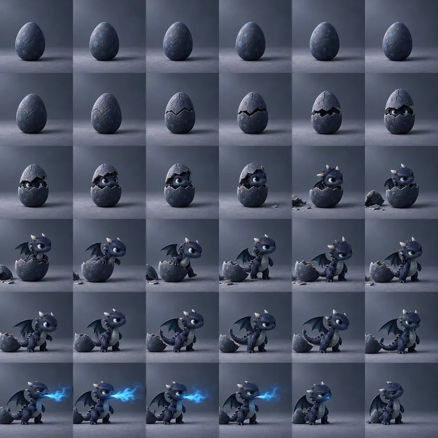 Baby Dragon Hatching Storyboard, AI generated image