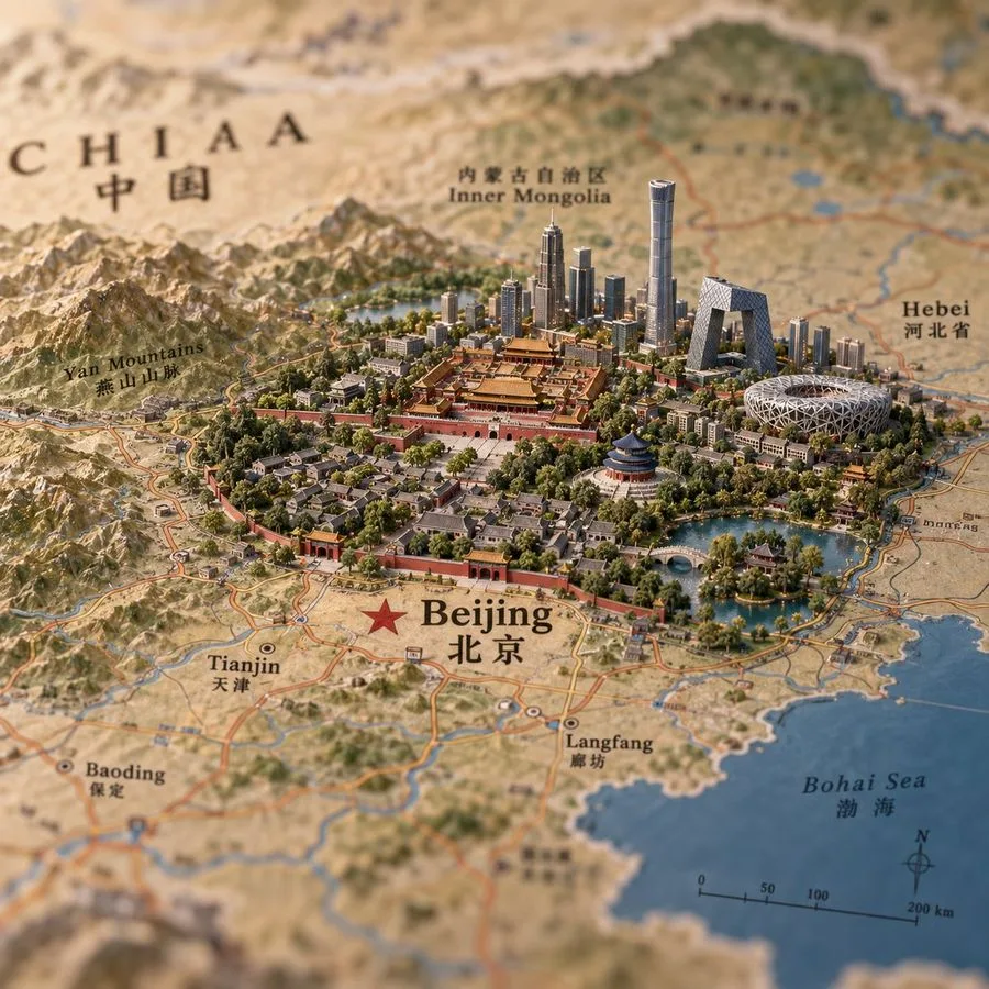 Beijing Map Diorama, AI generated image