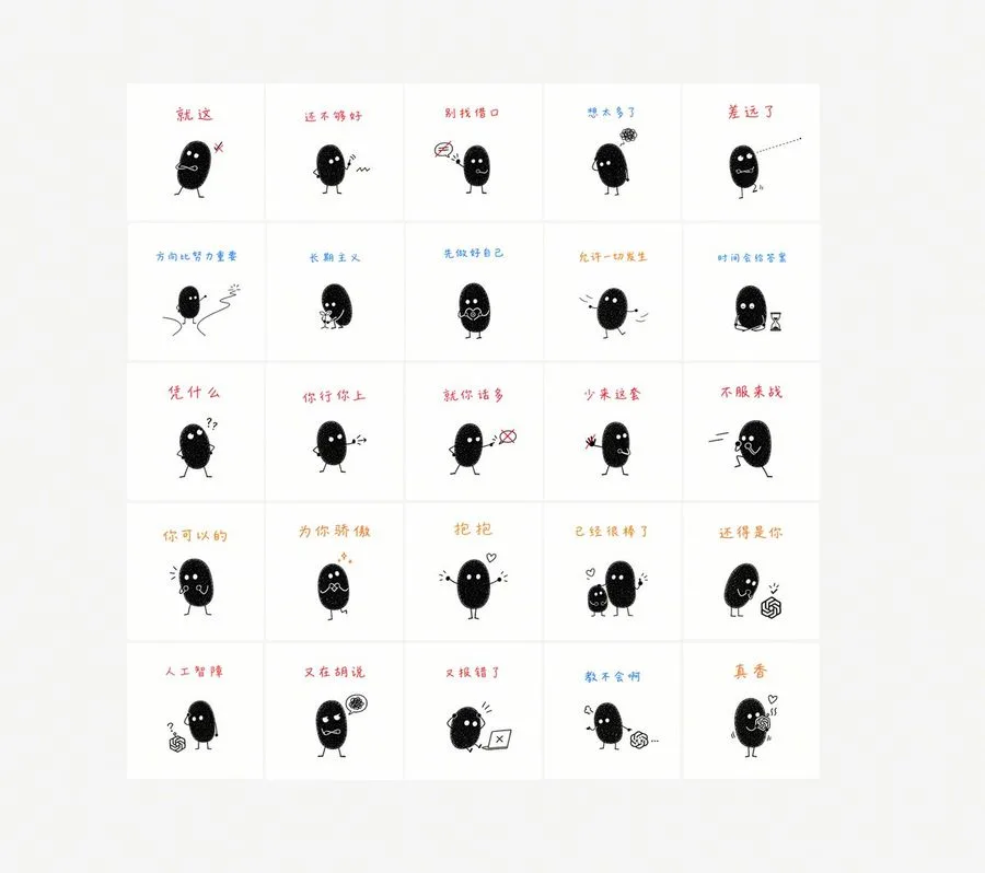 Black Mascot Sticker Sheet, AI generated image