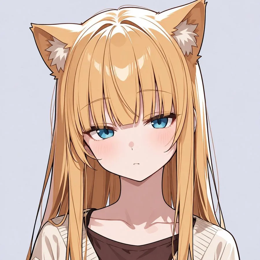 Blonde Catgirl Portrait, AI generated image