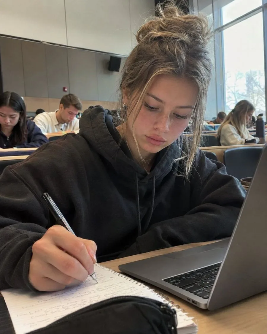 Candid Student Lecture Photo, AI generated image