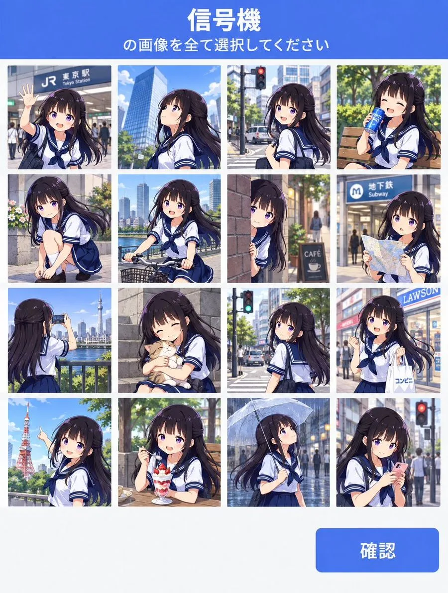 Captcha Grid Illustration, AI generated image