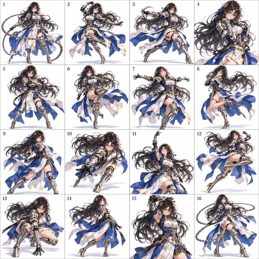 Character Dance Pose Grid, AI generated image