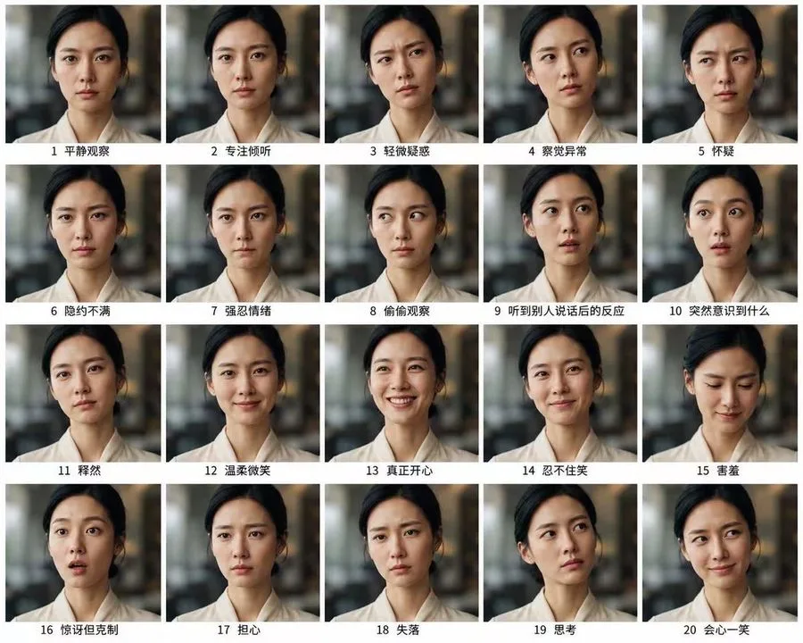 Character Expression Sheet Grid, AI generated image