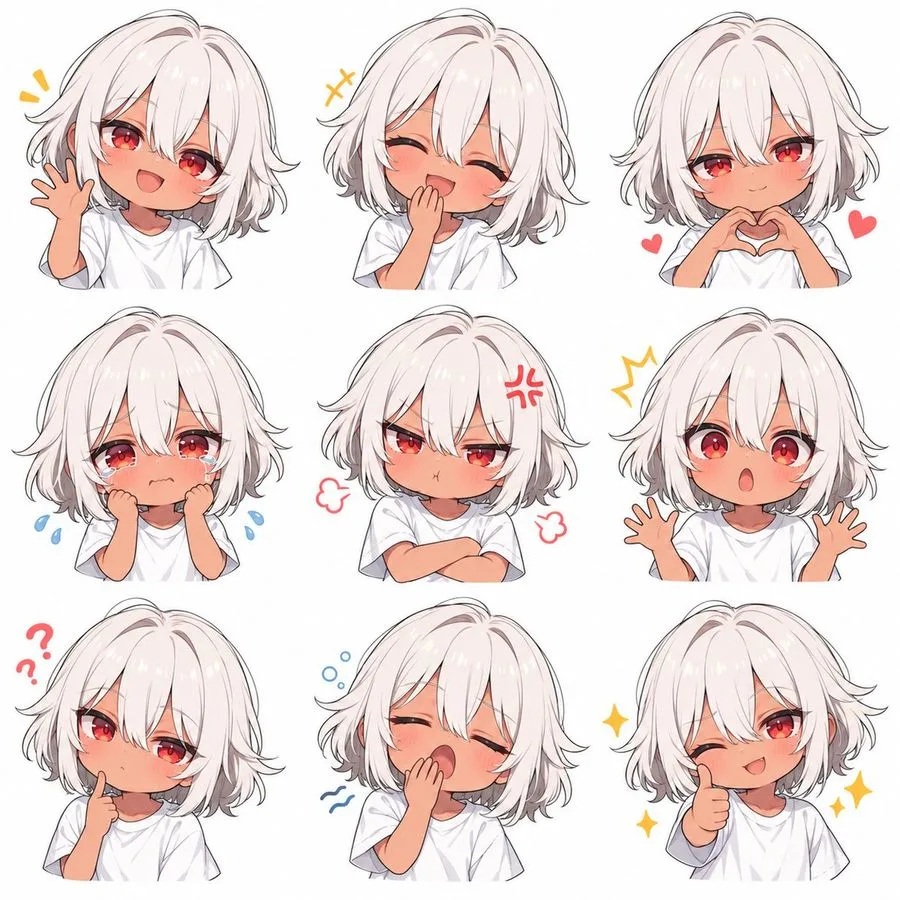 Character Stamps Grid, AI generated image
