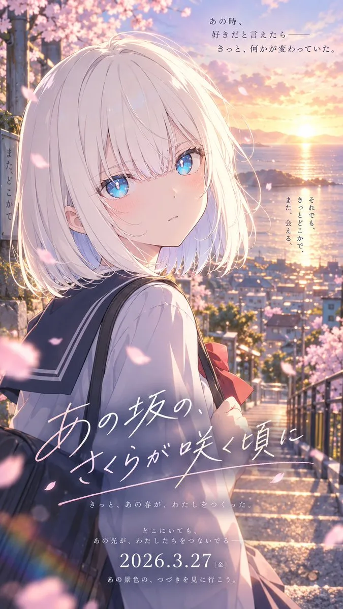 Cherry Blossom Anime Poster, AI generated image