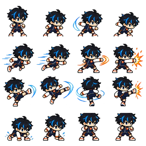 Chibi Pixel Battle Sprites, AI generated image