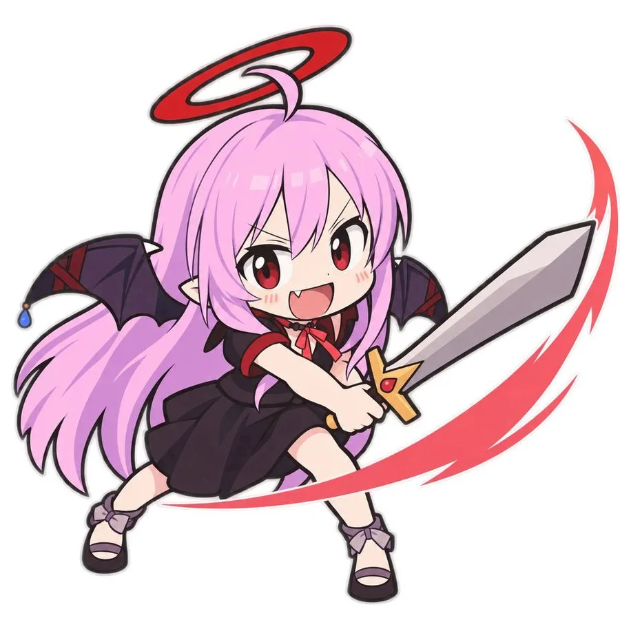 Chibi Vampire Girl Sword, AI generated image
