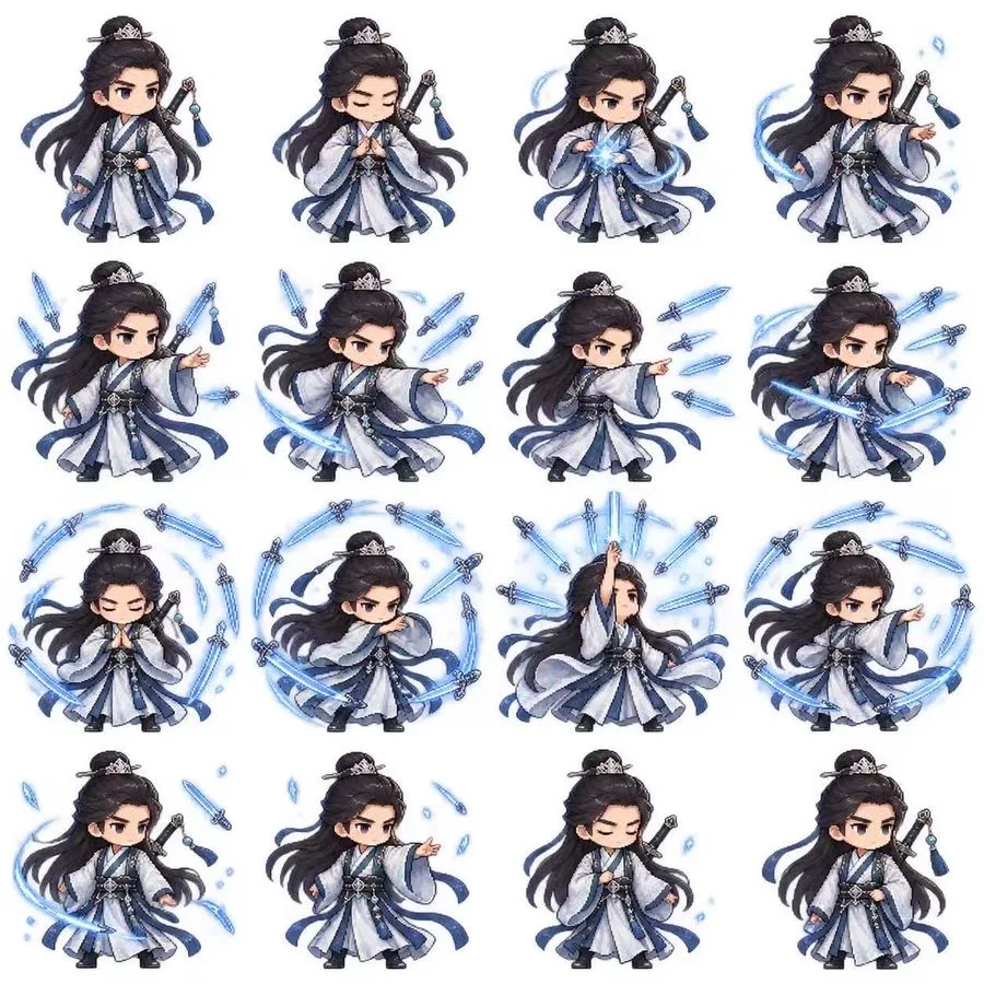 Chibi Xianxia Sprite Sheet, AI generated image