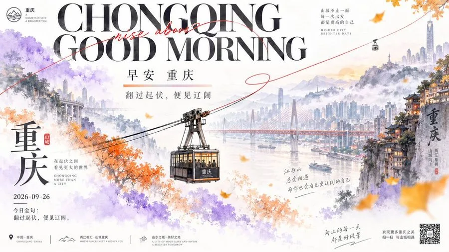 Chongqing Travel Poster Design, AI generated image