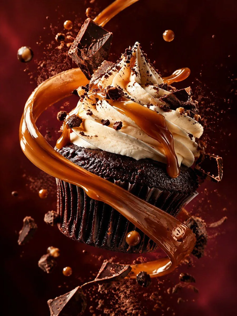 Cinematic Chocolate Cupcake, AI generated image