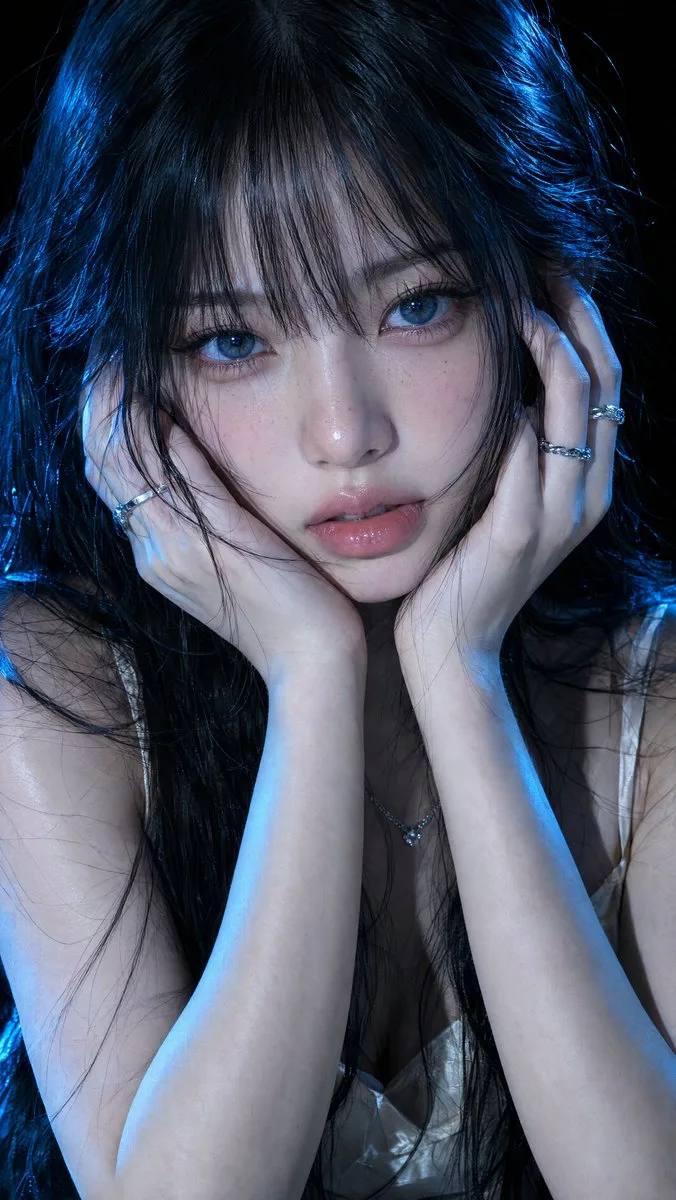 Cinematic Cyan Portrait, AI generated image
