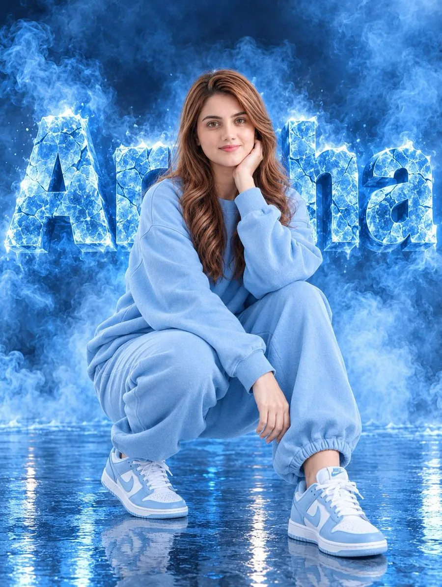 Cinematic Ice Name Portrait, AI generated image