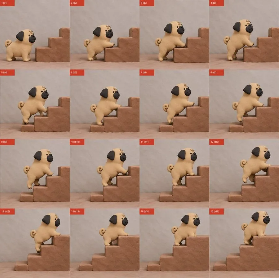 Claymation Pug Storyboard, AI generated image
