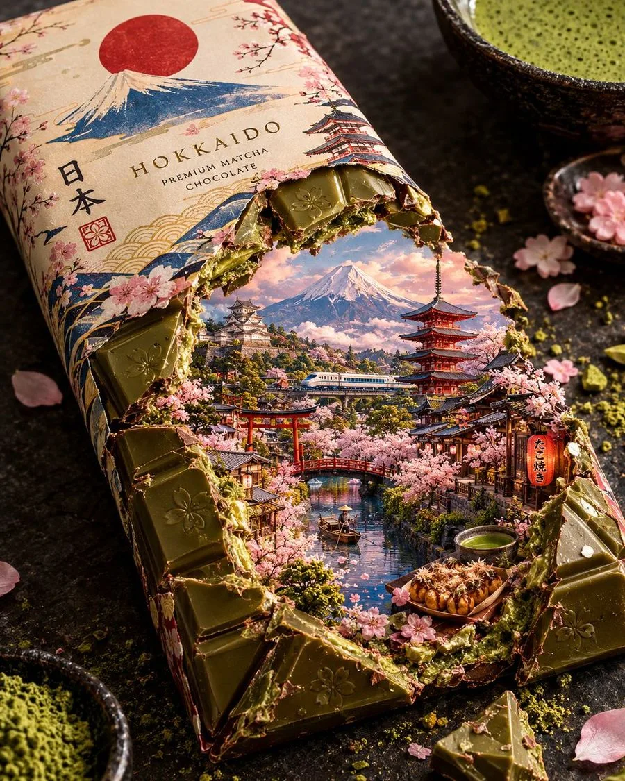 Country Chocolate Bar Art, AI generated image