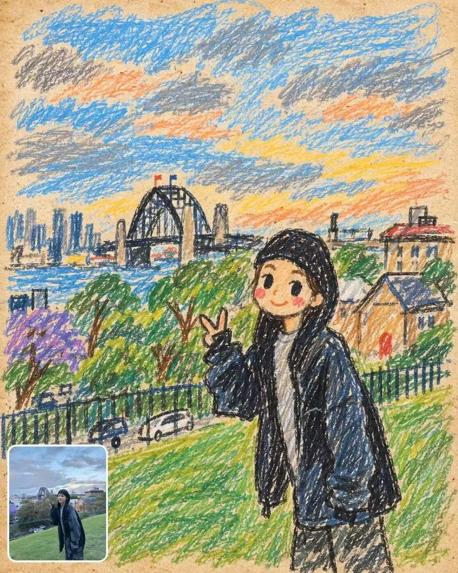 Crayon Portrait Photo Inset, AI generated image