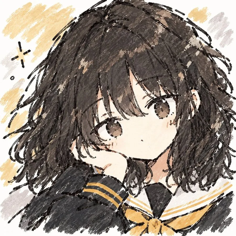 Cute Anime Girl Portrait, AI generated image
