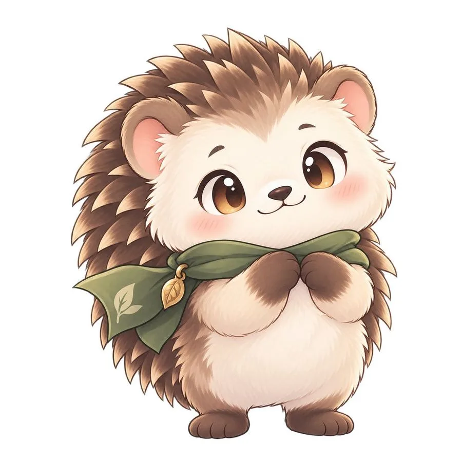 Cute Hedgehog Mascot Illustration, AI generated image
