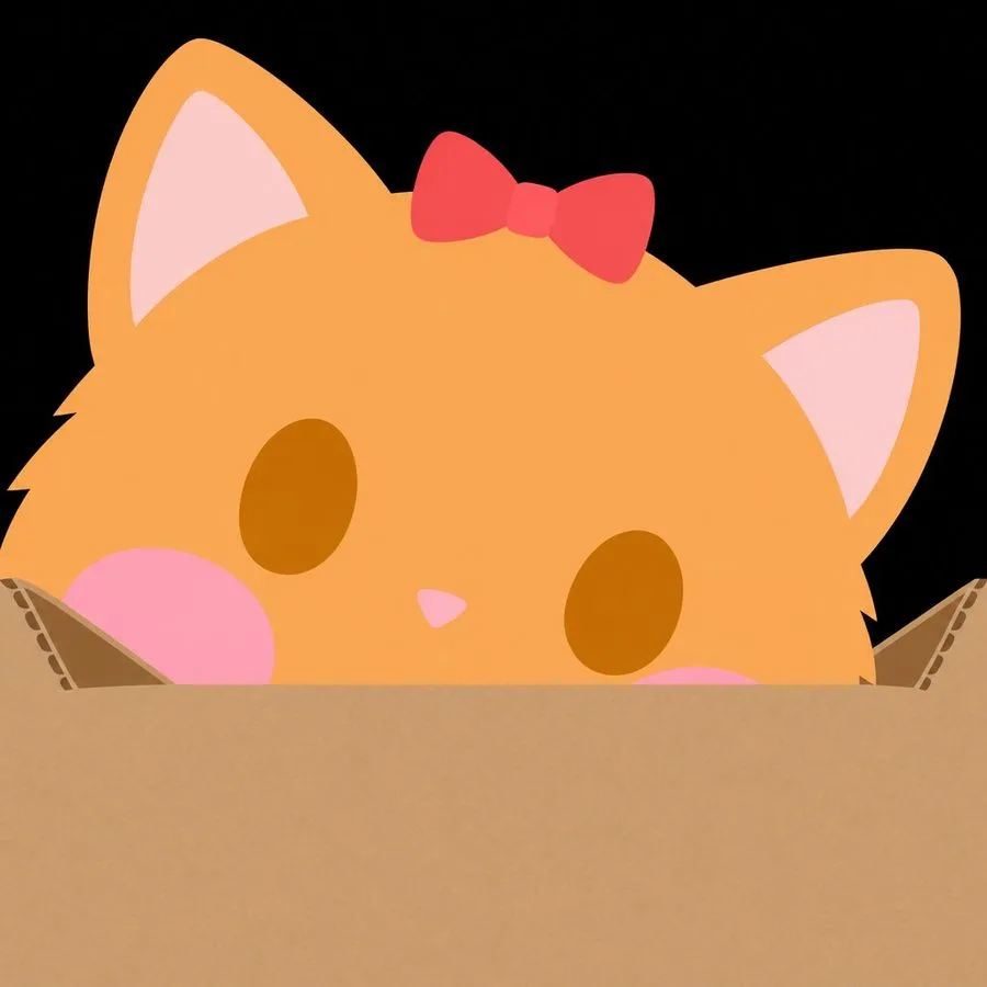 Cute Orange Cat Box Illustration, AI generated image