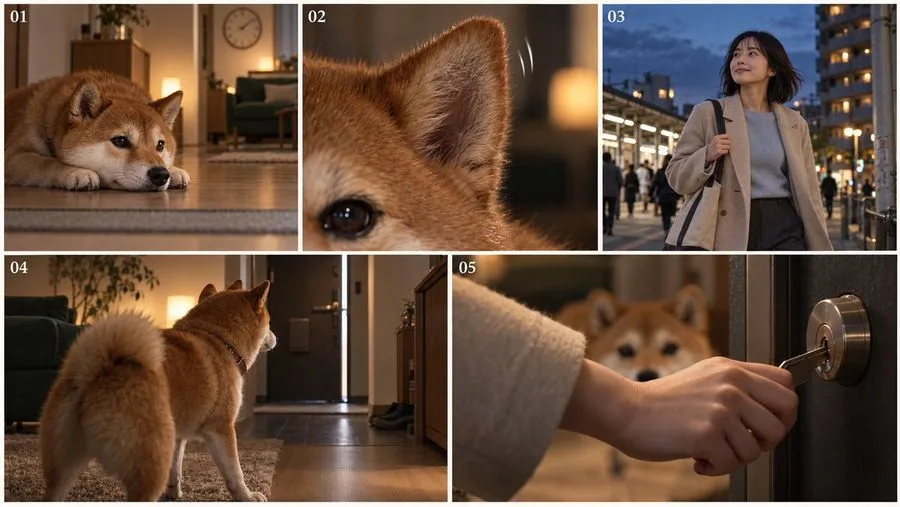Dog Food Commercial Storyboard Grid, AI generated image