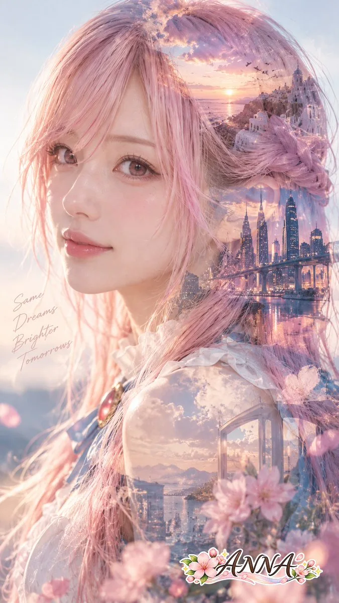 Double Exposure Portrait, AI generated image