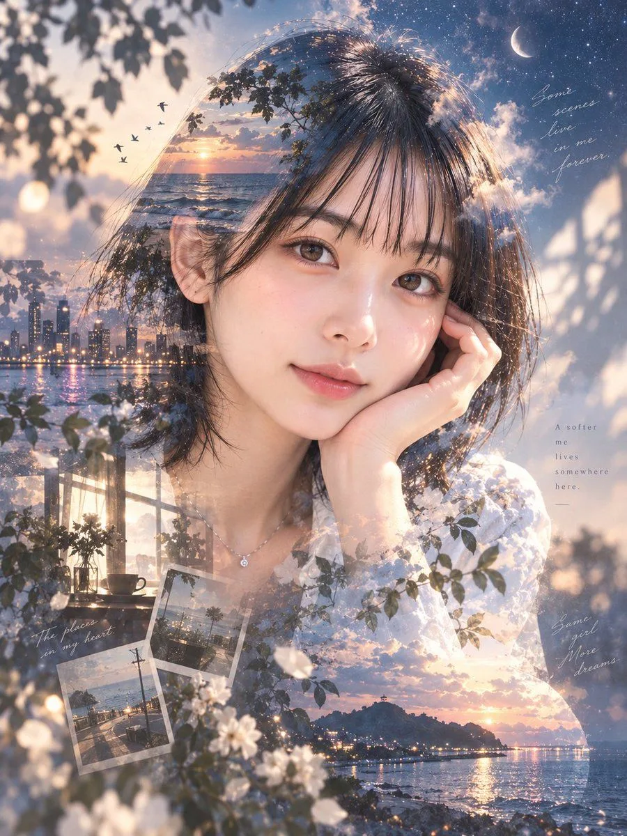 Double Exposure Portrait, AI generated image