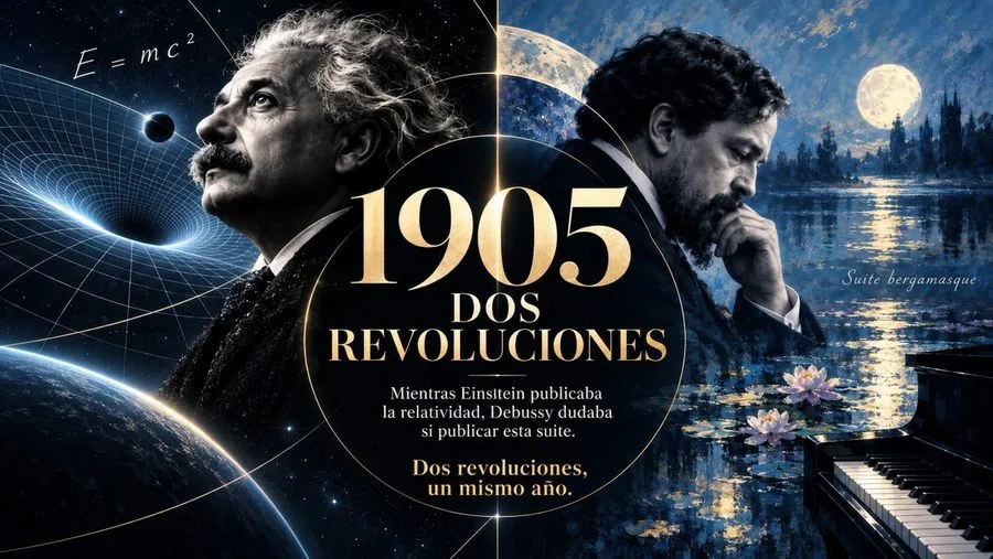 Einstein Debussy 1905 Poster, AI generated image