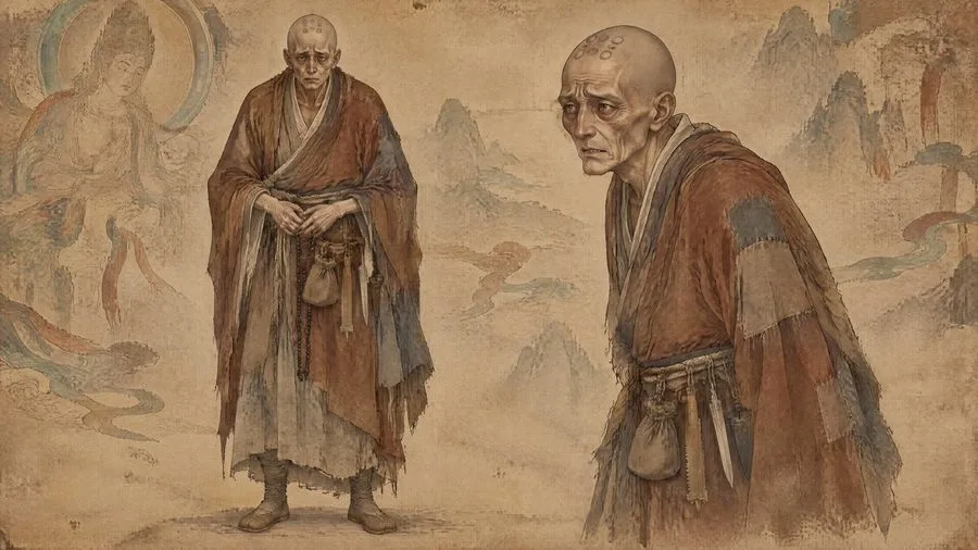Elderly Buddhist Monk Concept, AI generated image
