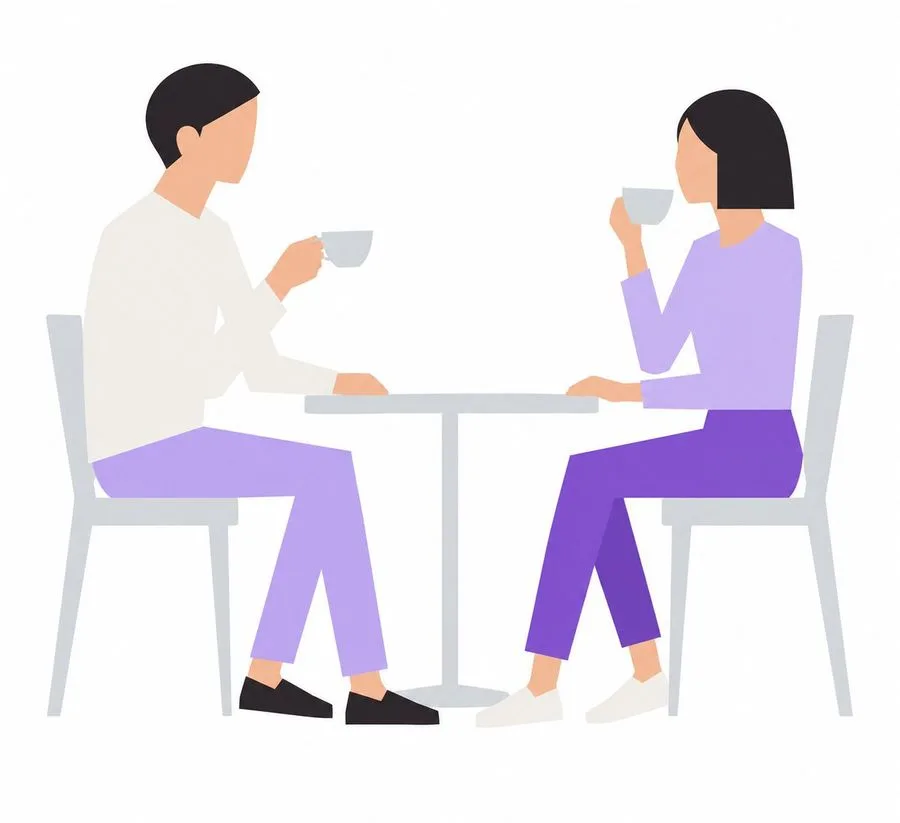 Flat Vector Tea Couple Illustration, AI generated image