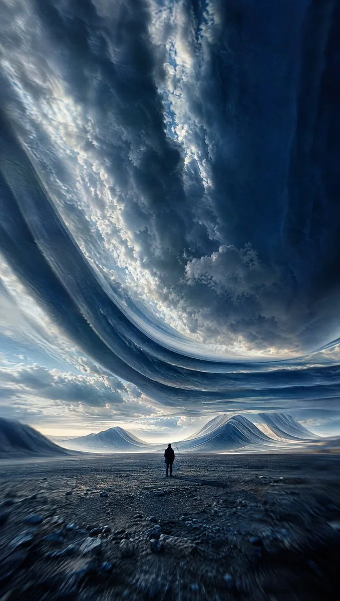 Folded Storm Sky Landscape, AI generated image