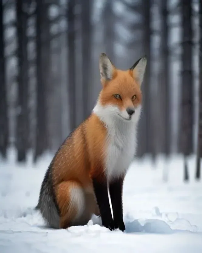 Fox in Snowfall, AI generated image