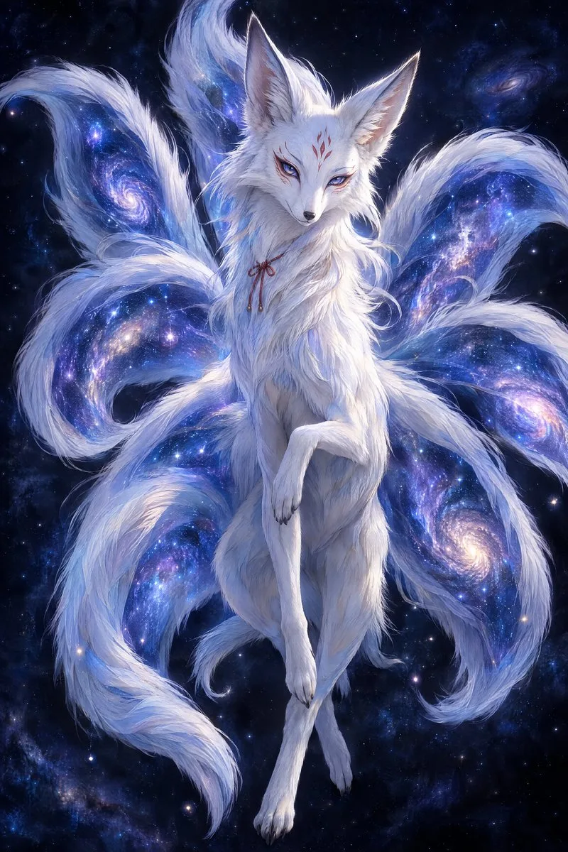 Galactic Nine Tailed Fox, AI generated image