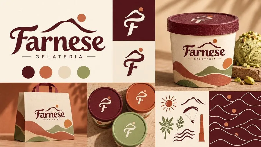 Gelateria Brand Identity Board, AI generated image