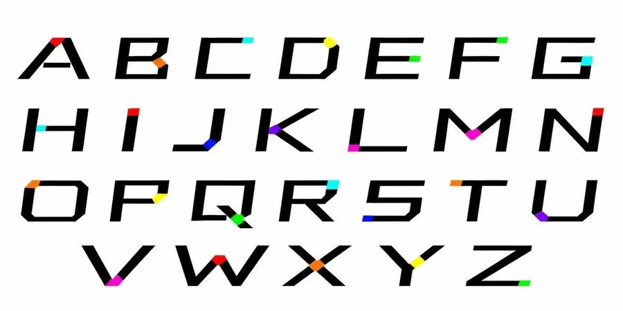 Geometric Alphabet Color Accents, AI generated image