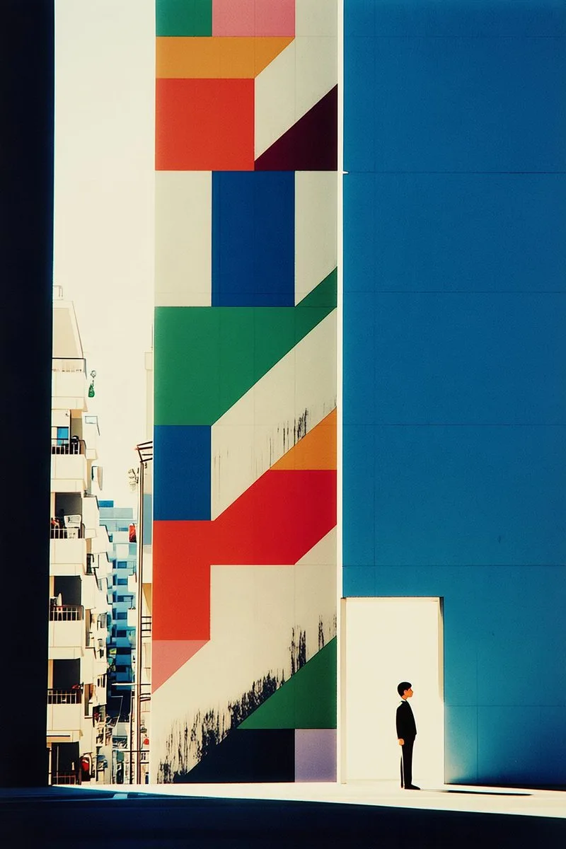 Geometric Mural Architecture Photo, AI generated image