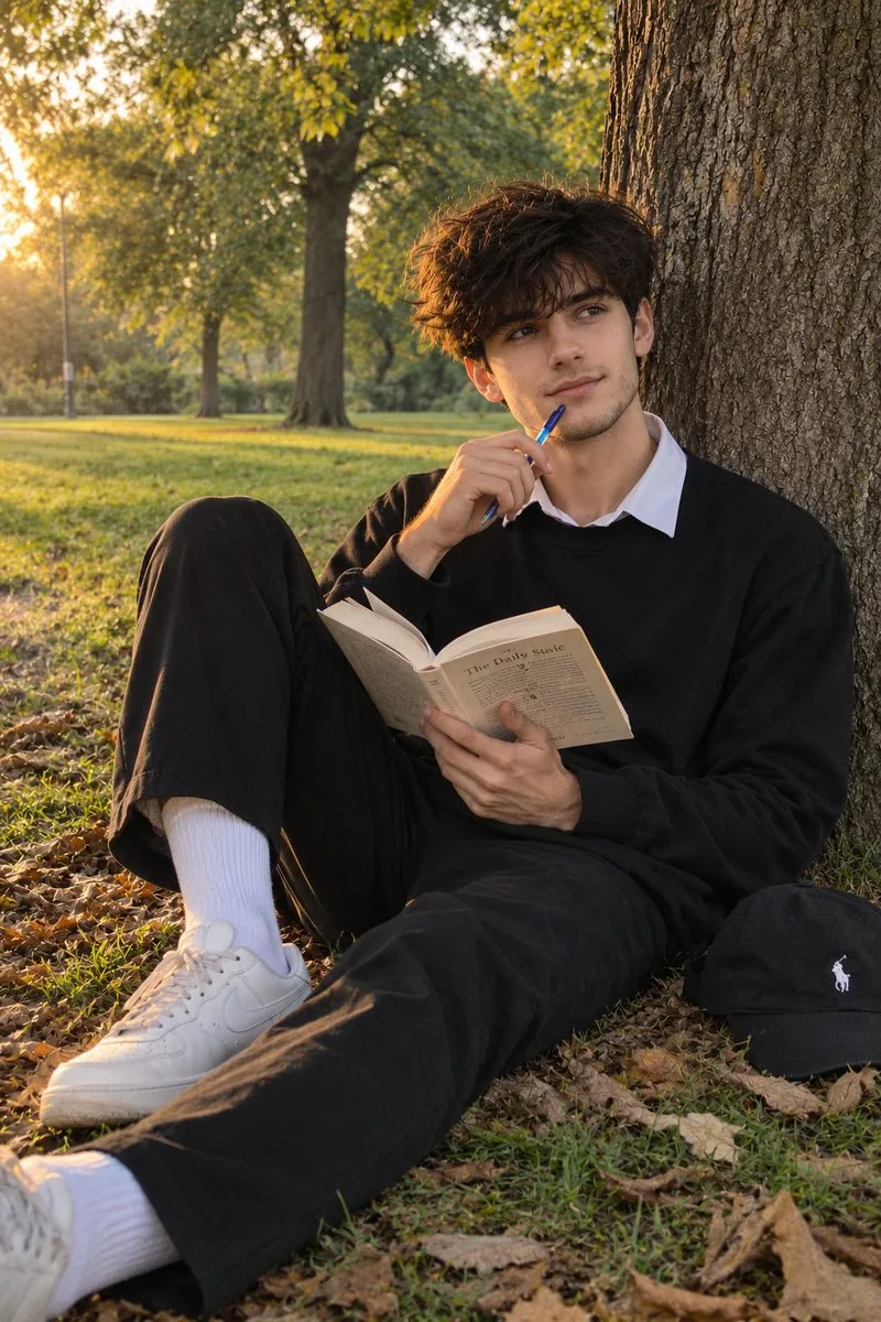 Golden Hour Student Portrait, AI generated image