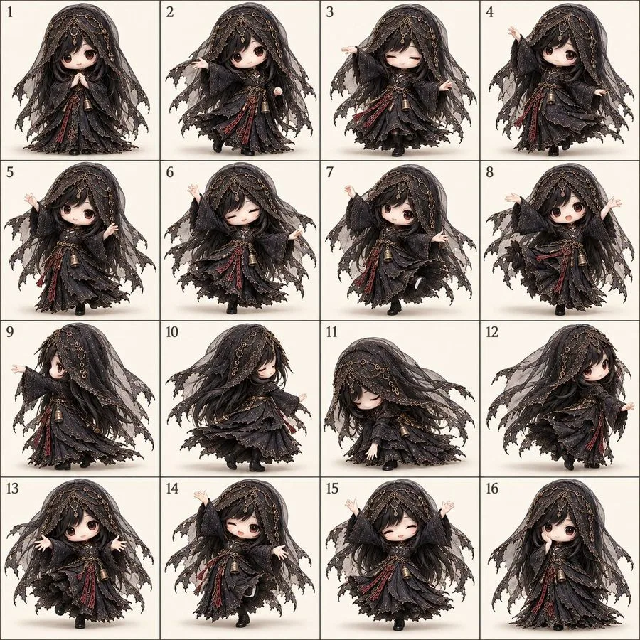 Gothic Chibi Sprite Sheet, AI generated image