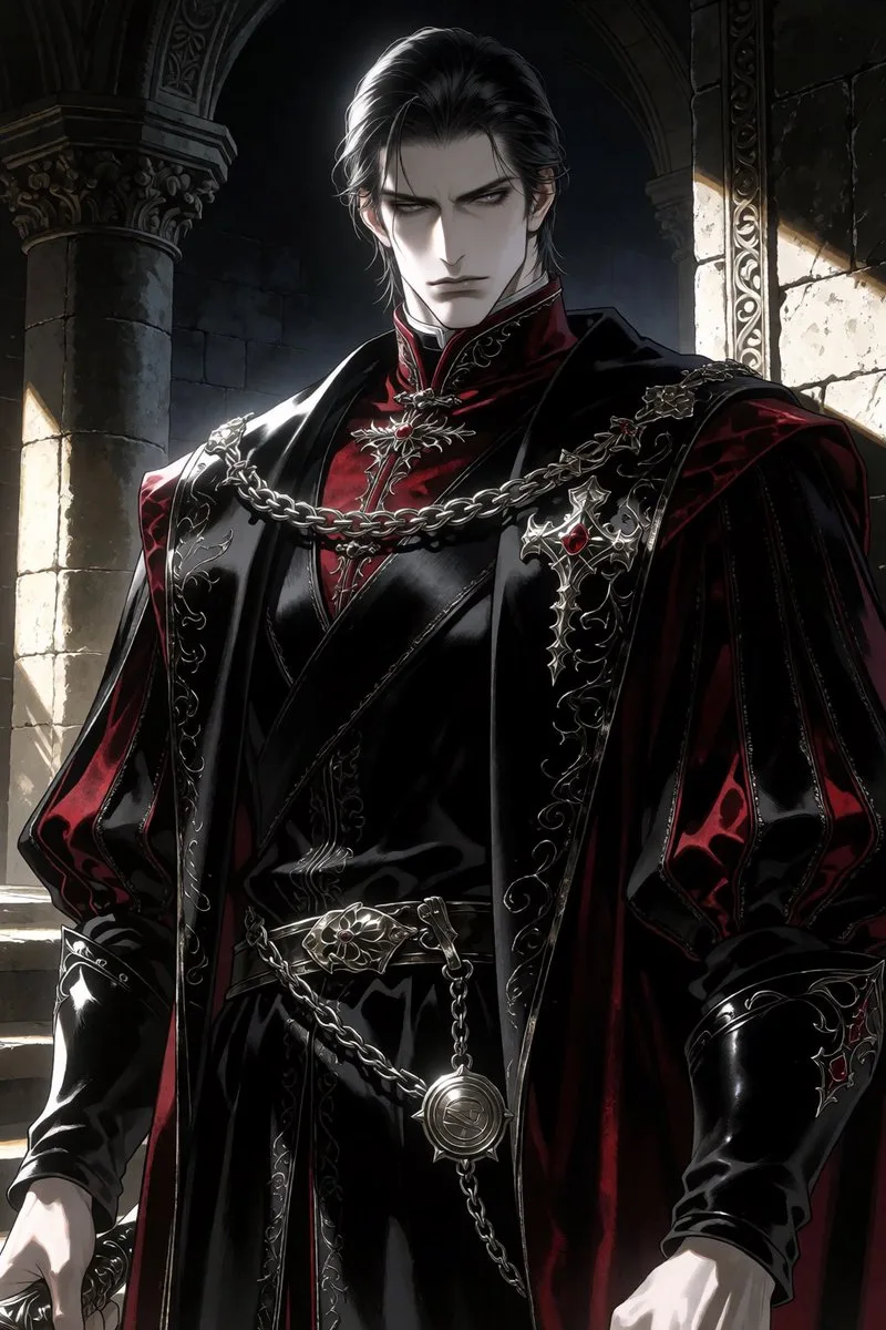 Gothic Vampire Lord Character Design, AI generated image