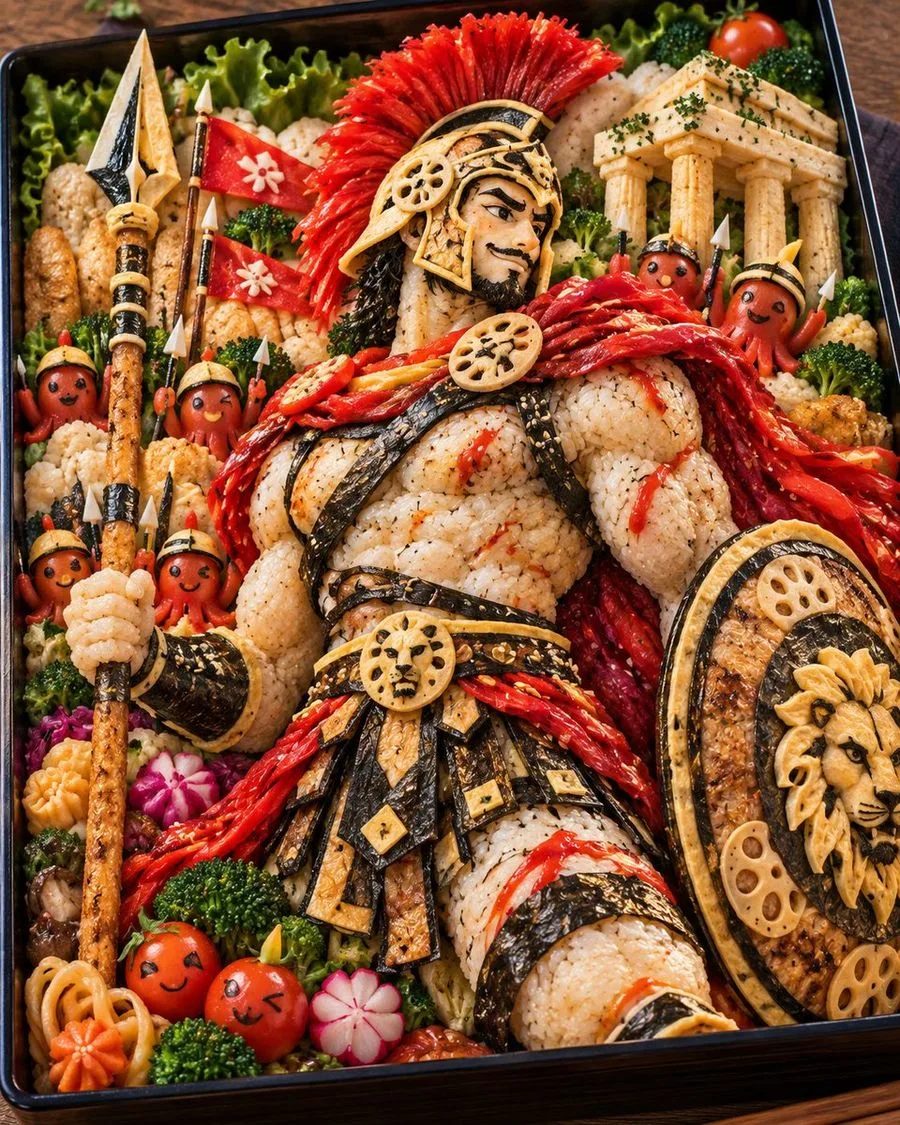 Greek Warrior Bento Box, AI generated image